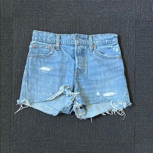 Levi’s Distressed Blue Denim Shorts